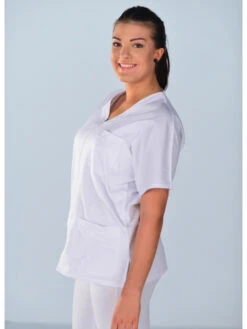 Tunique Médicale Blanche Unisexe Clinic Look -Travail Professionnels Vêtements Magasin tunique medicale blanche unisexe clinic look 2