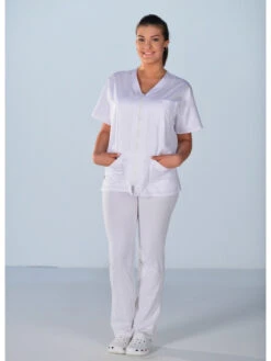 Tunique Médicale Blanche Unisexe Clinic Look -Travail Professionnels Vêtements Magasin tunique medicale blanche unisexe clinic look 4