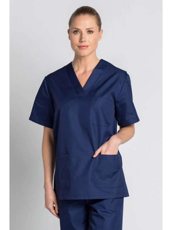 Tunique Médicale Bleu Marine Unisexe Col En V 6 Tunique Médicale Bleu Marine Unisexe Col En V – Image 4