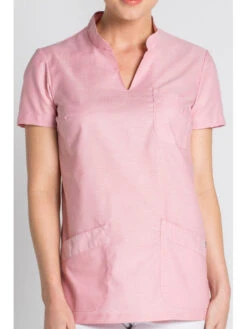 Tunique Médicale Col Mao Rose -Travail Professionnels Vêtements Magasin tunique medicale col mao rose 2