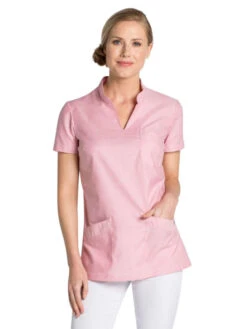 Tunique Médicale Col Mao Rose