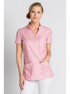 Tunique Médicale Col Mao Rose -Travail Professionnels Vêtements Magasin tunique medicale col mao rose 3