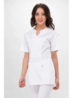 Tunique Médicale Princesse Coupe Casaque Blanche -Travail Professionnels Vêtements Magasin tunique medicale coupe casaque blanche 4