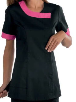 Tunique Médicale Delhi Noire Et Rose -Travail Professionnels Vêtements Magasin tunique medicale delhi noire et rose 1