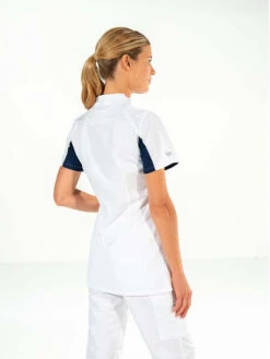 Tunique Médicale Femme Blanche/bleue Marine Sandrine -Travail Professionnels Vêtements Magasin tunique medicale femme blanchebleu marine sandrine 2