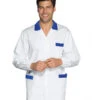 Tunique Médicale Homme Peter Blanc Bleu Cyan 100% Coton
