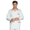 Tunique Médicale Homme Peter Blanc Rayé Rouge 100% Coton 1 Tunique Médicale Homme Peter Blanc Rayé Rouge 100% Coton -Travail Professionnels Vêtements Magasin tunique medicale homme peter blanc raye rouge 100 coton