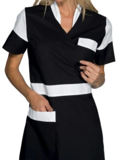 Tunique Médicale Kimono Noir Blanc Seoul -Travail Professionnels Vêtements Magasin tunique medicale kimono noir blanc seoul 1