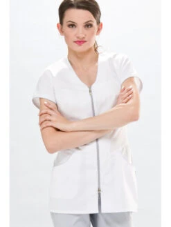 Tunique Médicale Lily Couture Blanche & Grise 9 Tunique Médicale Lily Couture Blanche & Grise -Travail Professionnels Vêtements Magasin tunique medicale lily couture blanche grise 2