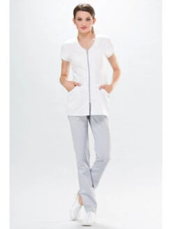 Tunique Médicale Lily Couture Blanche & Grise 10 Tunique Médicale Lily Couture Blanche & Grise -Travail Professionnels Vêtements Magasin tunique medicale lily couture blanche grise 3