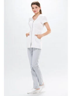 Tunique Médicale Lily Couture Blanche & Grise 11 Tunique Médicale Lily Couture Blanche & Grise -Travail Professionnels Vêtements Magasin tunique medicale lily couture blanche grise 4