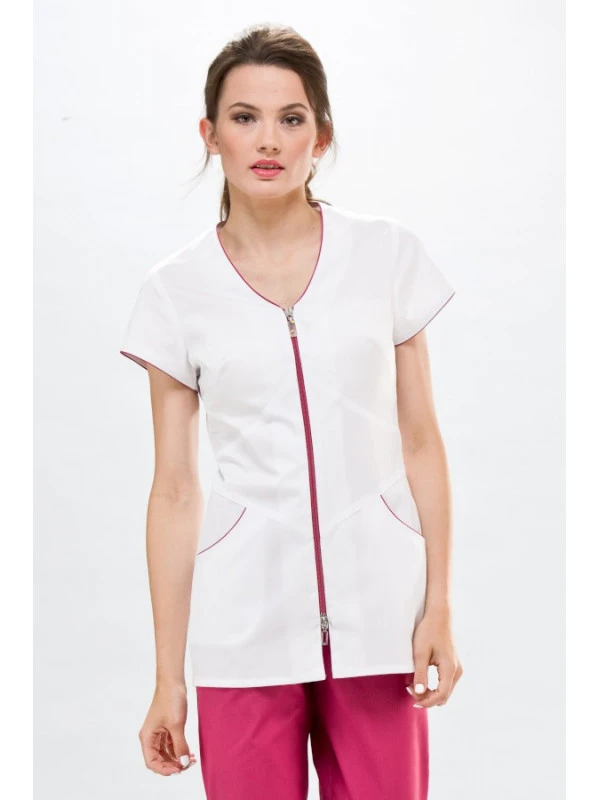 Tunique Médicale Lily Couture Blanche & Rose 5 Tunique Médicale Lily Couture Blanche & Rose – Image 3