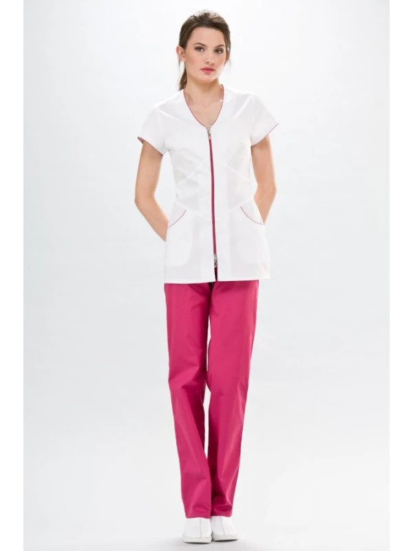 Tunique Médicale Lily Couture Blanche & Rose 7 Tunique Médicale Lily Couture Blanche & Rose – Image 5