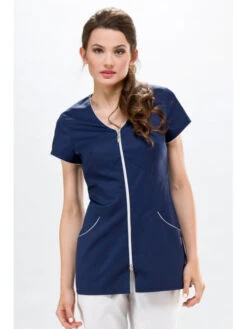 Tunique Médicale Lily Couture Bleu & Blanche -Travail Professionnels Vêtements Magasin tunique medicale lily couture bleu blanche 2