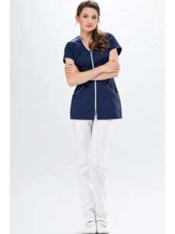 Tunique Médicale Lily Couture Bleu & Blanche -Travail Professionnels Vêtements Magasin tunique medicale lily couture bleu blanche 4