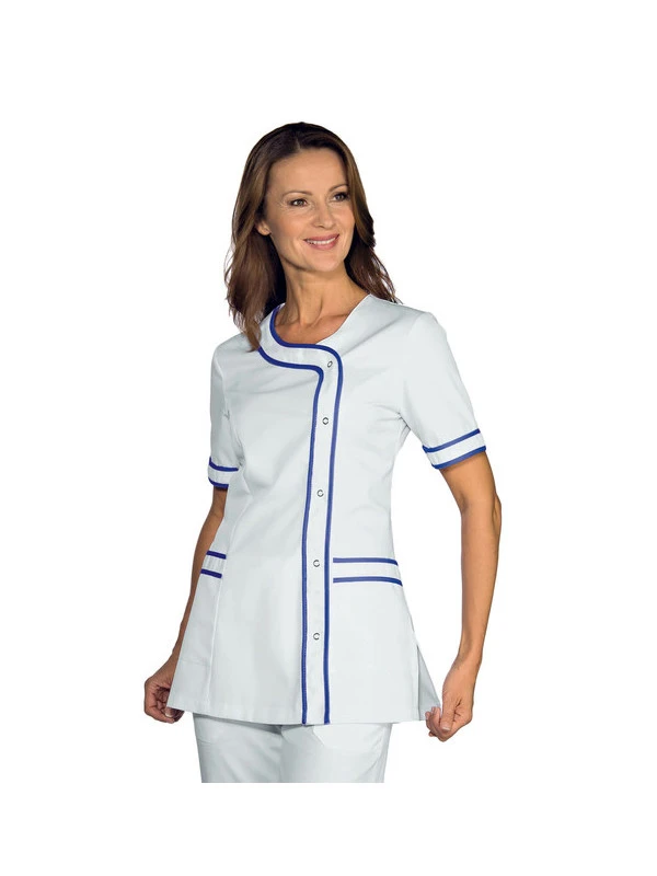 Tunique Médicale Manches Courtes Brasilia Blanc Bleu Cyan 3 Tunique Médicale Manches Courtes Brasilia Blanc Bleu Cyan