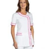 Tunique Médicale Manches Courtes Brasilia Blanc Fuchsia -Travail Professionnels Vêtements Magasin tunique medicale manches courtes brasilia blanc fuchsia