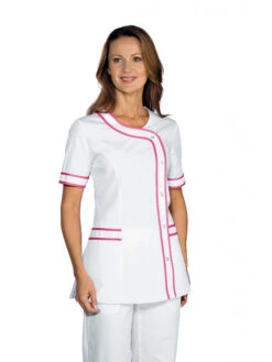 Tunique Médicale Manches Courtes Brasilia Blanc Fuchsia