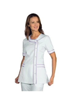 Tunique Médicale Manches Courtes Brasilia Blanc Lilas