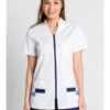 Tunique Médicale Manches Courtes Col Mao Fermeture éclair Blanc Et Bleu 1 Tunique Médicale Manches Courtes Col Mao Fermeture éclair Blanc Et Bleu -Travail Professionnels Vêtements Magasin tunique medicale manches courtes col mao fermeture eclair blanc et bleu