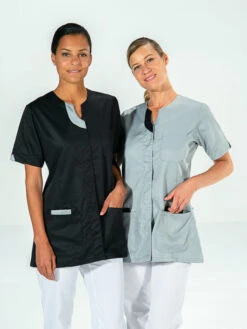 Tunique Médicale Manches Courtes LILA MC Gris -Travail Professionnels Vêtements Magasin tunique medicale manches courtes lila mc gris 3