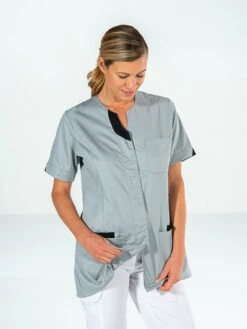 Tunique Médicale Manches Courtes LILA MC Gris -Travail Professionnels Vêtements Magasin tunique medicale manches courtes lila mc gris 4