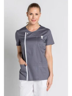 Tunique Médicale Moderne Look Grise -Travail Professionnels Vêtements Magasin tunique medicale moderne look grise 2