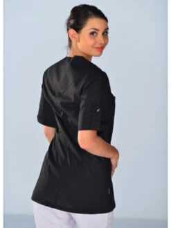 Tunique Médicale Noire Manches Courtes Clinic Look -Travail Professionnels Vêtements Magasin tunique medicale noire manches courtes clinic look 1