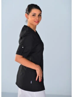 Tunique Médicale Noire Manches Courtes Clinic Look -Travail Professionnels Vêtements Magasin tunique medicale noire manches courtes clinic look 3