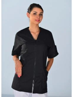 Tunique Médicale Noire Manches Courtes Clinic Look -Travail Professionnels Vêtements Magasin tunique medicale noire manches courtes clinic look 4