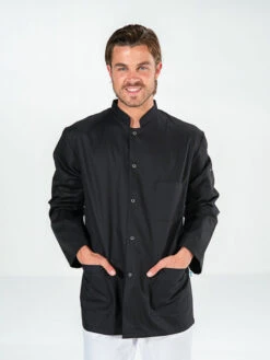 Tunique Médicale Noire Manches Longues Réglables FABIEN