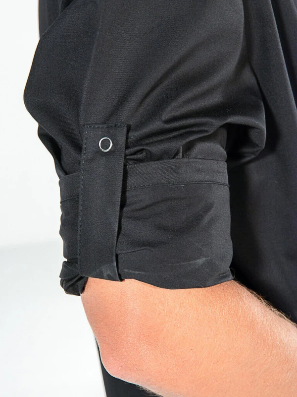 Tunique Médicale Noire Manches Longues Réglables FABIEN 6 Tunique Médicale Noire Manches Longues Réglables FABIEN – Image 4