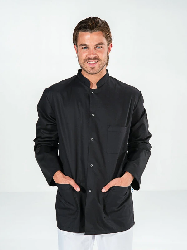 Tunique Médicale Noire Manches Longues Réglables FABIEN 3 Tunique Médicale Noire Manches Longues Réglables FABIEN