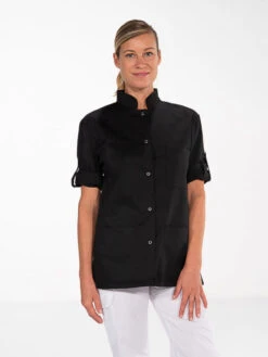 Tunique Médicale Noire Manches Longues Réglables FABIENNE