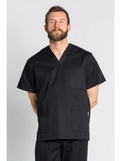 Tunique Médicale Noire Mixte Col En V -Travail Professionnels Vêtements Magasin tunique medicale noire mixte col en v 2