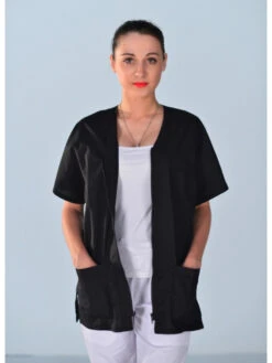Tunique Médicale Noire Unisexe Clinic Look -Travail Professionnels Vêtements Magasin tunique medicale noire unisexe clinic look 2