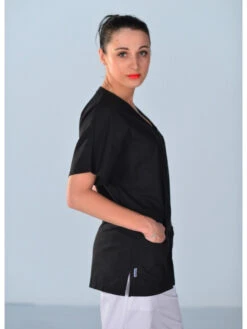 Tunique Médicale Noire Unisexe Clinic Look -Travail Professionnels Vêtements Magasin tunique medicale noire unisexe clinic look 3