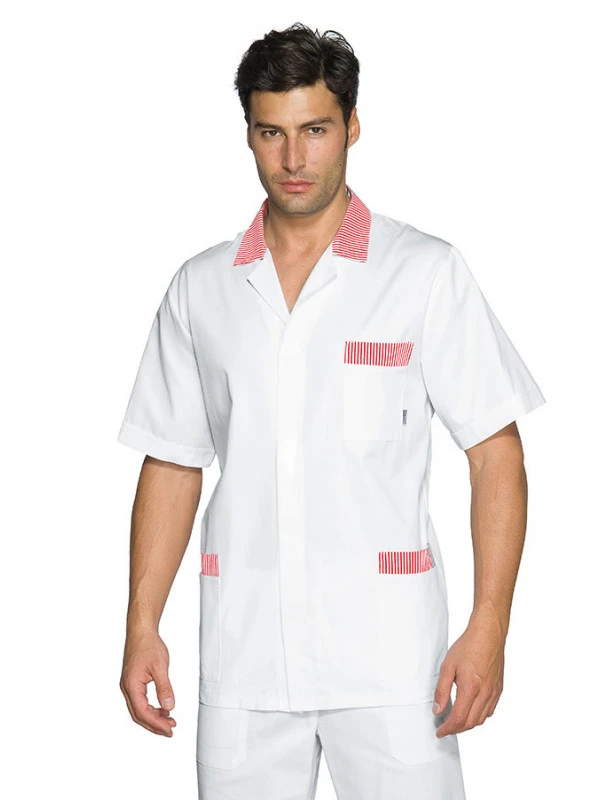 Tunique Médicale Peter Rayé Blanc Rouge 4 Tunique Médicale Peter Rayé Blanc Rouge – Image 2