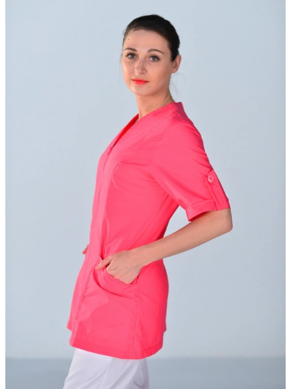 Tunique Médicale Rose Manches Courtes Clinic Look 4 Tunique Médicale Rose Manches Courtes Clinic Look – Image 2
