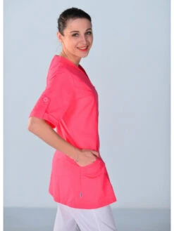 Tunique Médicale Rose Manches Courtes Clinic Look 8 Tunique Médicale Rose Manches Courtes Clinic Look -Travail Professionnels Vêtements Magasin tunique medicale rose manches courtes clinic look 2