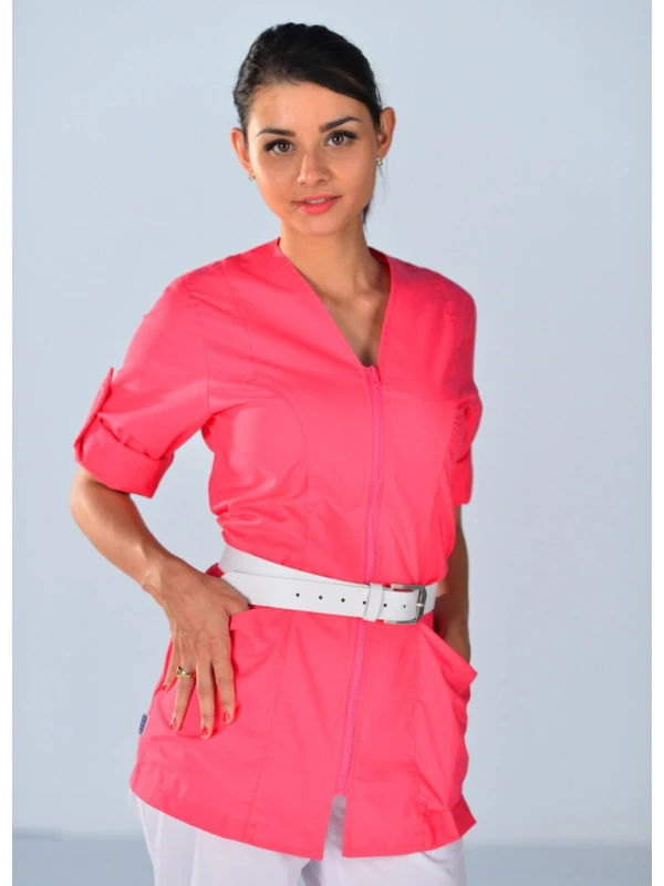 Tunique Médicale Rose Manches Retroussables Clinic Look 4 Tunique Médicale Rose Manches Retroussables Clinic Look – Image 2