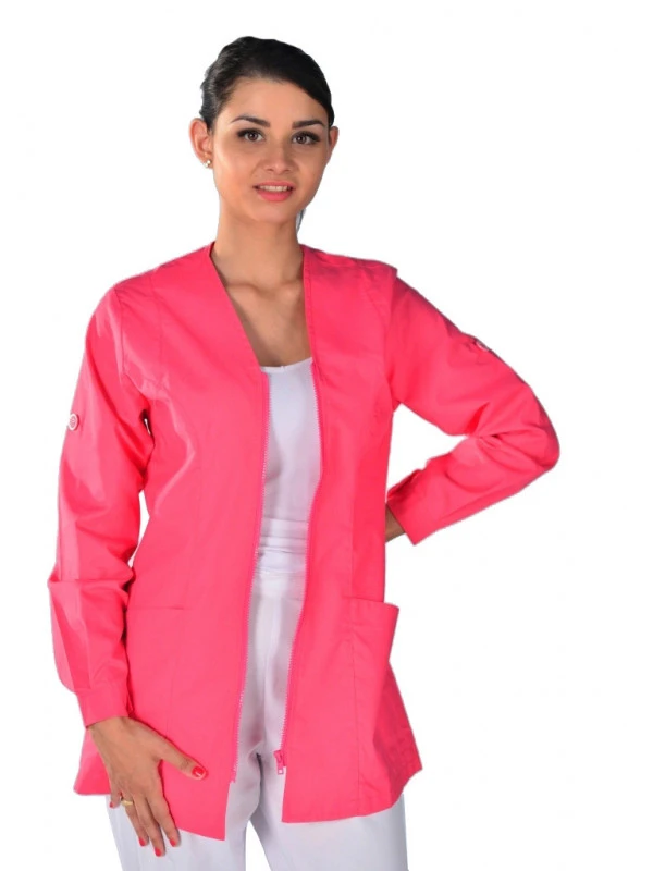 Tunique Médicale Rose Manches Retroussables Clinic Look 3 Tunique Médicale Rose Manches Retroussables Clinic Look