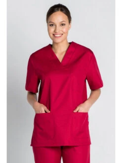 Tunique Médicale Rouge Lit De Vin Unisexe Col En V 7 Tunique Médicale Rouge Lit De Vin Unisexe Col En V -Travail Professionnels Vêtements Magasin tunique medicale rouge lit de vin unisexe col en v 2