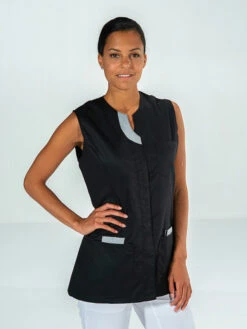 Tunique Médicale Sans Manches LILA SM Noir -Travail Professionnels Vêtements Magasin tunique medicale sans manches lila sm noir 4