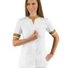 Tunique Métiers De Santé Blanc Et Doré Col Mao Isacco
