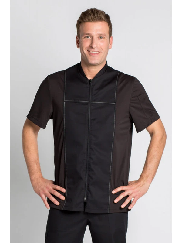 Tunique Noire De Cuisine Coupe Sport Chef Look 4 Tunique Noire De Cuisine Coupe Sport Chef Look – Image 2