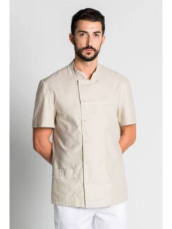 Travail Professionnels Vêtements Magasin 6 Tunique Pharmacien Manches Courtes Beige