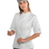 Veste Blanche De Cuisine Femme Manches Courtes 100% Coton -Travail Professionnels Vêtements Magasin veste blanche de cuisine femme manches courtes 100 coton