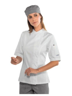 Veste Blanche De Cuisine Femme Manches Courtes 100% Coton