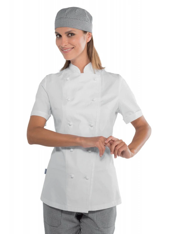 Veste Blanche De Cuisine Lady Chef 100% Coton 4 Veste Blanche De Cuisine Lady Chef 100% Coton – Image 2